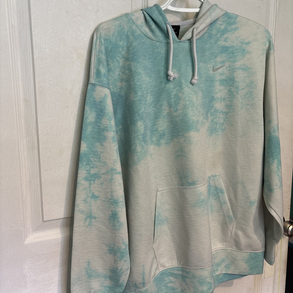 Nike Womens Icon Clash Pullover Training Hoodie Cloud Tie Dye Aqua/ White Small